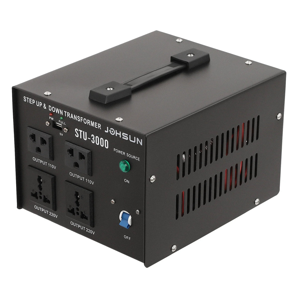 3000W Voltage Converter Transformer Power Converter Step Up/Step Down 110V to 220V 220V to 110V Heavy Duty 5V USB Port Black