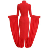 DEAT Early Autumn Stand Collar Full Sleeves High End Party Dress ,hot Sales Slim Elastic Vacation Clothing
