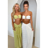 3 Pieces Bikini 2025 Sexy Women Swimsuit Swimwear Female Long Dress Cover Up Bikini Set Beachwear Bathing Suit Swimming Suit