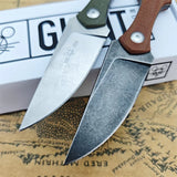 GiantMouse GMF3 Fixed Blade Knife Satin Drop Point Blade with Leather Sheath Outdoor Camping Hunting Portable Straight Knives