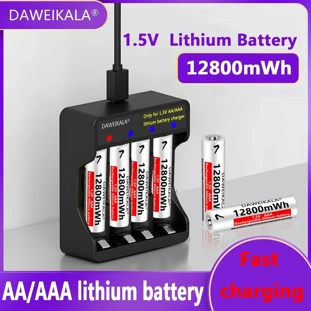 AA AAA rechargeable battery 1.5V lithium battery long life for Mouse Flashlight Fan Game Machine electric toy