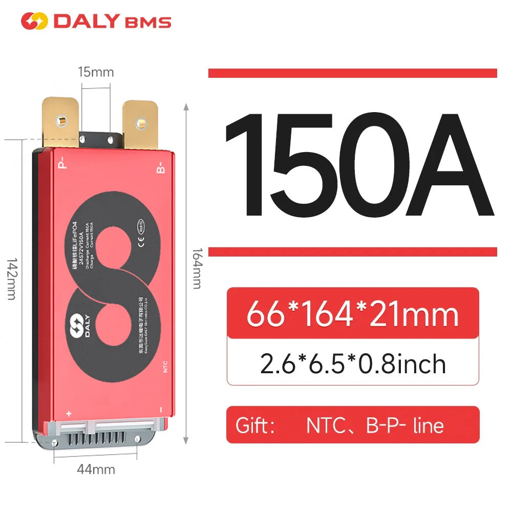 Daly Hardware BMS 12V-72V 15A 20A 40A 60A 100A 150A 200A Li-ion LiFePo4 3S 4S 6S 7S 8S 12S 13S 14S 16S 17S 20S 24S NTC Balance
