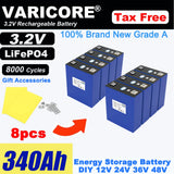 Grade A 3.2V 360AH 340Ah Battery LiFePO4 Lithium Iron Phospha for 12V 24V 4S E-scooter RV Solar Energy Storage System Duty-free