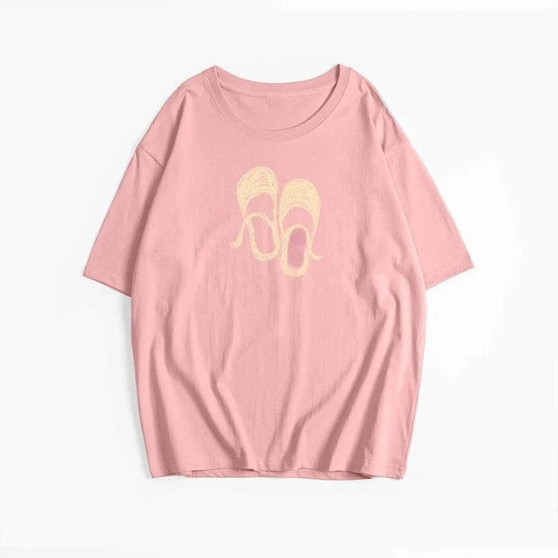Hirsionsan Harajuku Graphic Printed T Shirt Women 2026 New Summer Cotton Soft Short Sleeve Tee Female Oversized High Street Tops