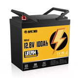 RVPOZWER 1/2PACK Mini LiFePO4 Lithium Iron Phosphate Battery, Built‑in 100A BMS Protection,Deep‑Cycle,Long‑Lifespan,Compact & Portable Energy Storage Battery for RV,Boat,Yacht,Travel Trailer,Camper Van,Home Emergency Backup Power,12.8V 100Ah