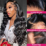 13x6 13x4 Body Wave Human Hair Front Wig 40 Inch HD Transparent Lace
