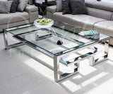 Stainless steel square glass large coffee table square table