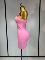 Women Sexy Backless Pink Bodycon Mini Bandage Dresses Elegant Evening Party Luxury Birthday Nightclub Cocktail Prom Gown
