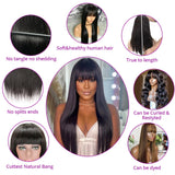 3x1 Middle Part Lace Wig Bone Straight Human Hair Wig With Bangs Cheap Wigs Full Machine Made Fringe Glueless Wigs for Women