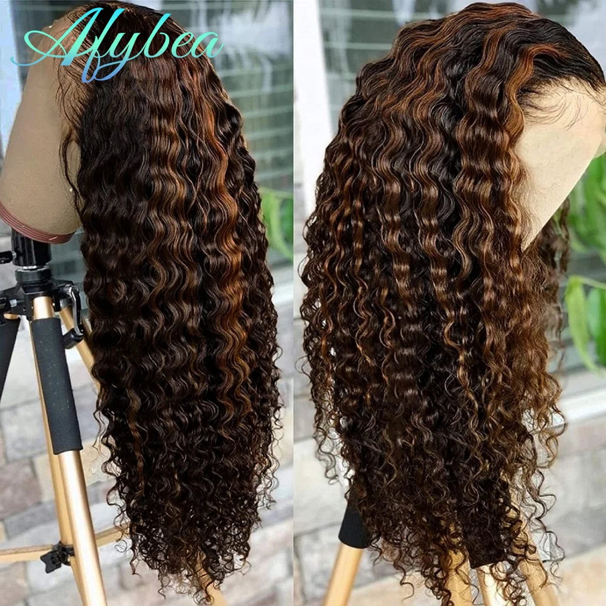 250 Density Curly 1B/30 Highlight Ombre Human Hair Wigs 13x6 HD Lace Frontal Wig Pre Plucked Brazilian Deep Wave Human Hair Wig