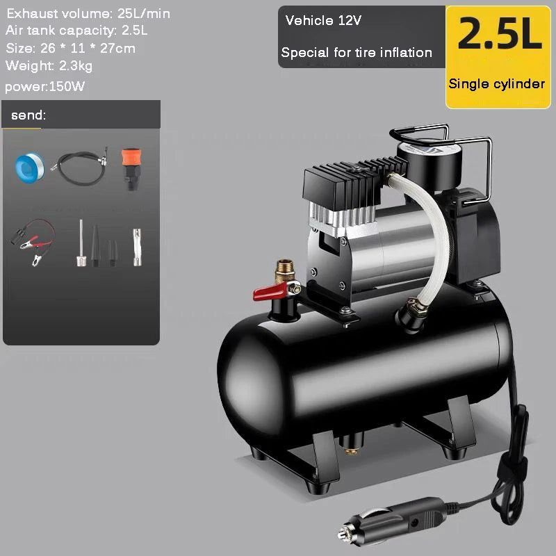 Mini Car Tire Inflator Pump Air Reservoir for Car Painting Small Air Compressor Portable Oil-free Silent Air Pump 3L/4L