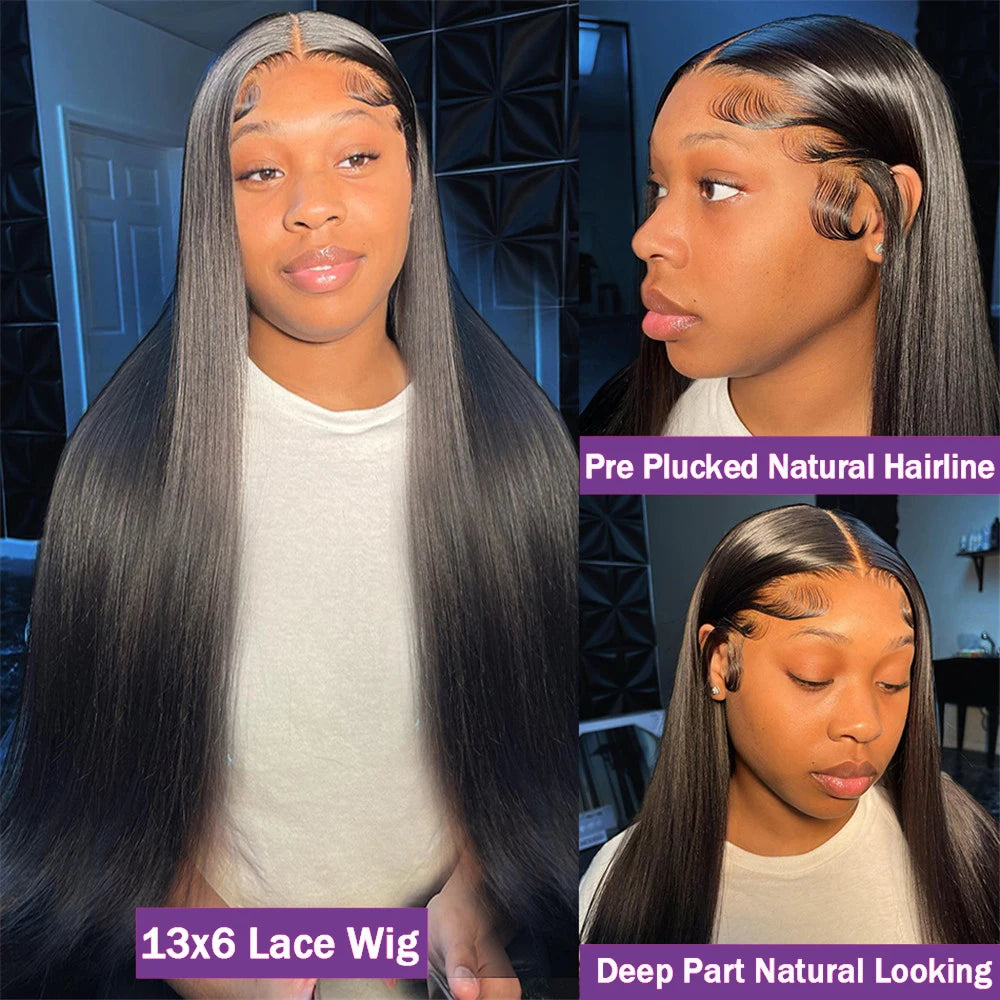 200% Real Density Bone Straight 13x6 13x4 Transparent HD Lace Frontal ≥98% Human Hair Wig 30 Inch 360 Lace Front Wigs For Women