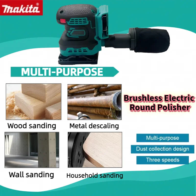 Makita Cordless Sander Lithium Sandpaper Machine Handheld Sanding Flat Polishing Machine For Makita 18V Battery