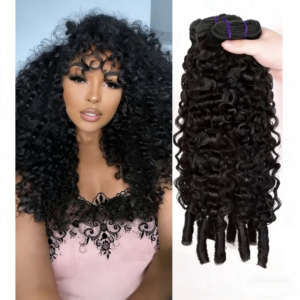 30 Inch Burmese Curly Bundles Human Hair Sew Brazilian Virgin Remy Hair Extensions 3/4 Bundles Raw Hair Bundles Double Weft