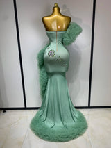 Women Luxury Sparkly Rhinestones Puff Mesh Strapless Maxi Long Spandex Dress Runway Wedding Birthday Photo Shoot Dresses
