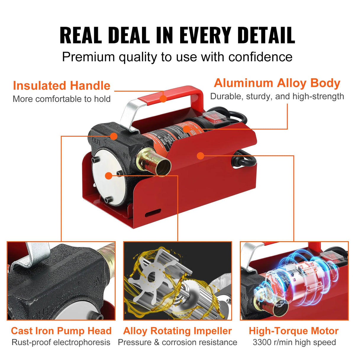 SucceBuy Diesel Fuel Transfer Pump Kit 10GPM 12V DC Portable Electric Self-Priming Fuel Transfer Extractor Refueling Use Tool