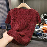 Miyake Pleated T-shirt Plisse Design Sense Embossed Fold Top Women 2025 Summer Pleat Casual Versatile Solid Pleats T-shirt Women
