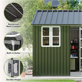 10 x 12FT Outdoor Storage Shed with a Lockable Hinged Door and 2 Windows, Patio, Dark Grey/White
