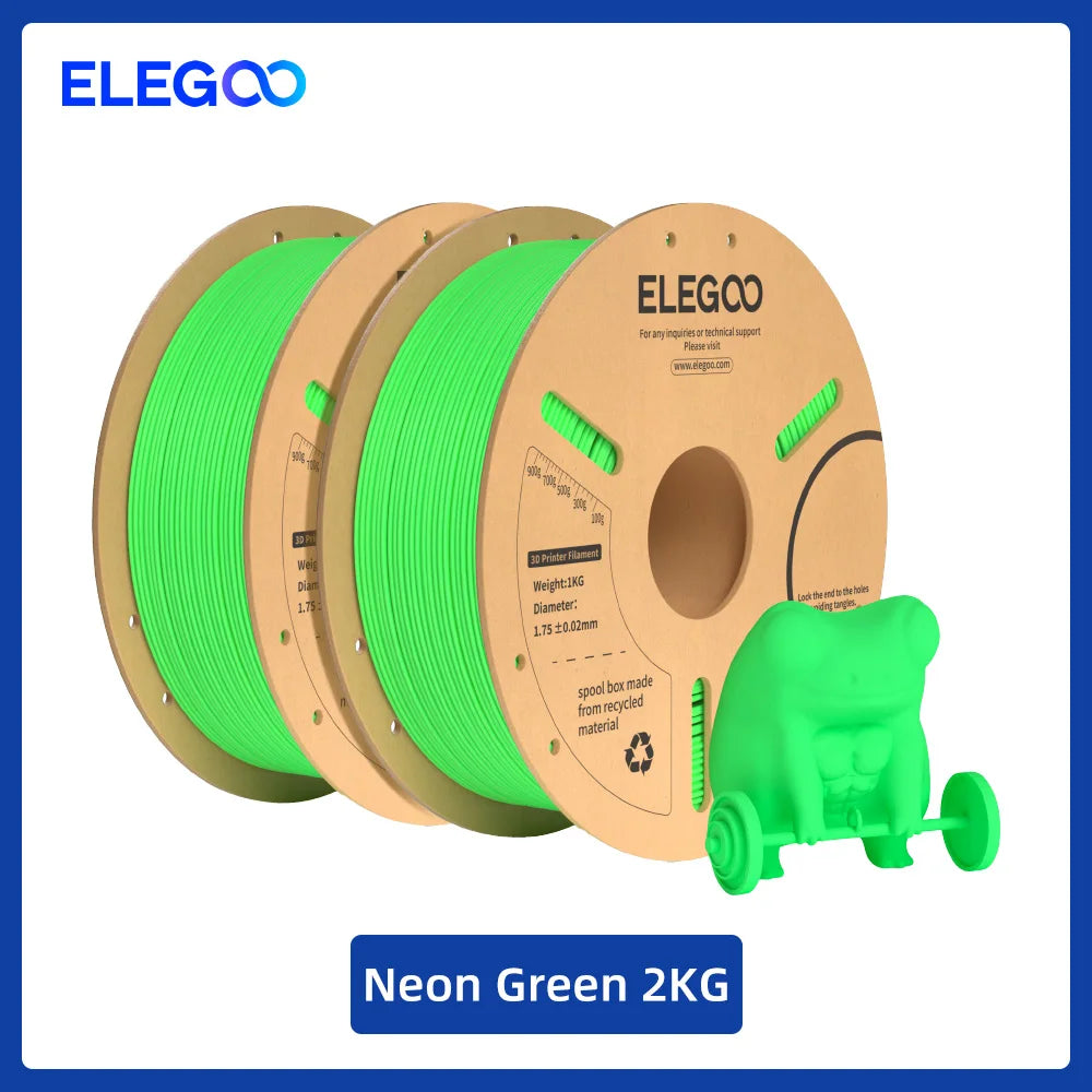 ELEGOO 1.75mm PLA+ Filament 2KG Set Plastic 3D PLA for Most FDM 3D Printers Dimensional Accuracy +/- 0.02mm 2pcs*1kg PLA+ Set