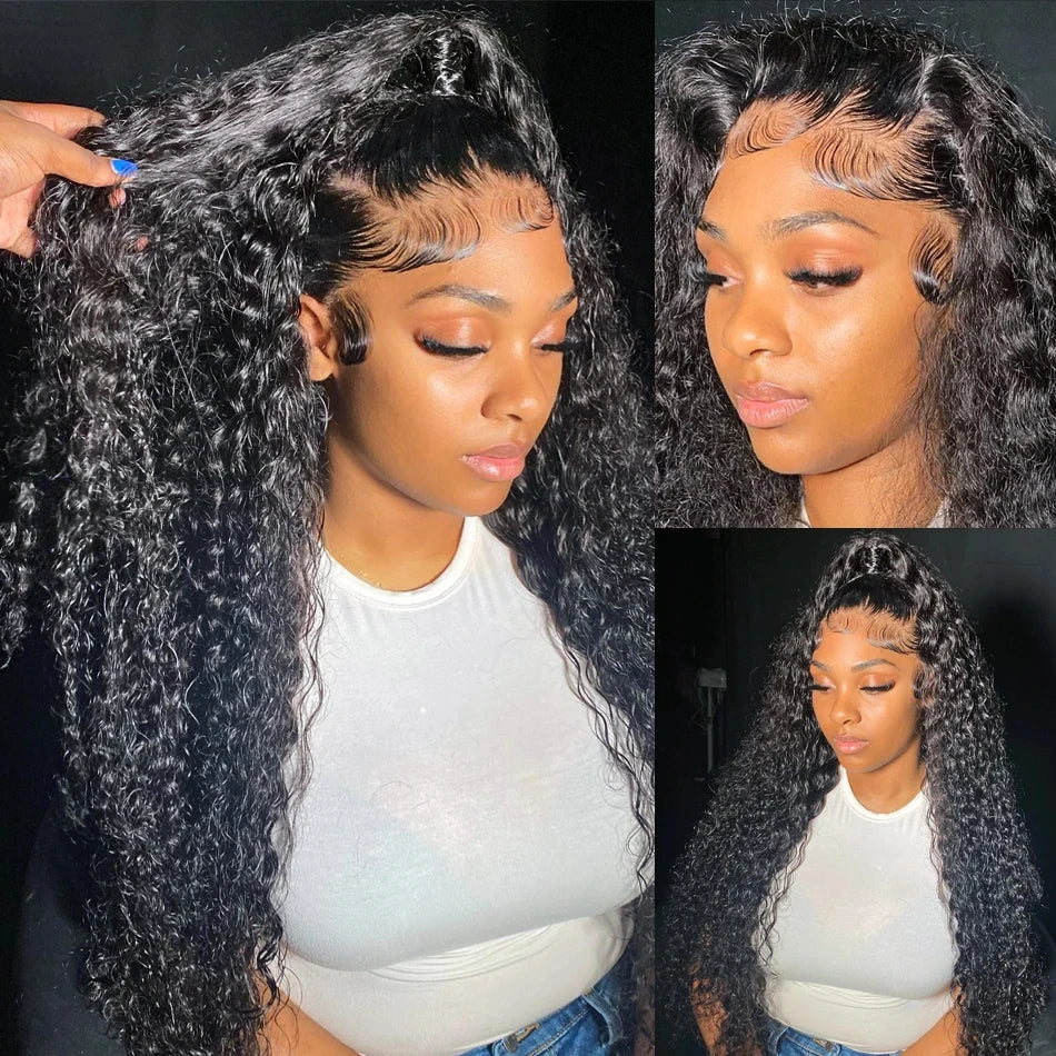 Deep Wave Glueless Invisible Strap 360 HD Full Lace Wig Human Hair 13x4 13x6 Water Wave Lace Front Wig 4x4 5x5 Closure Curly Wig