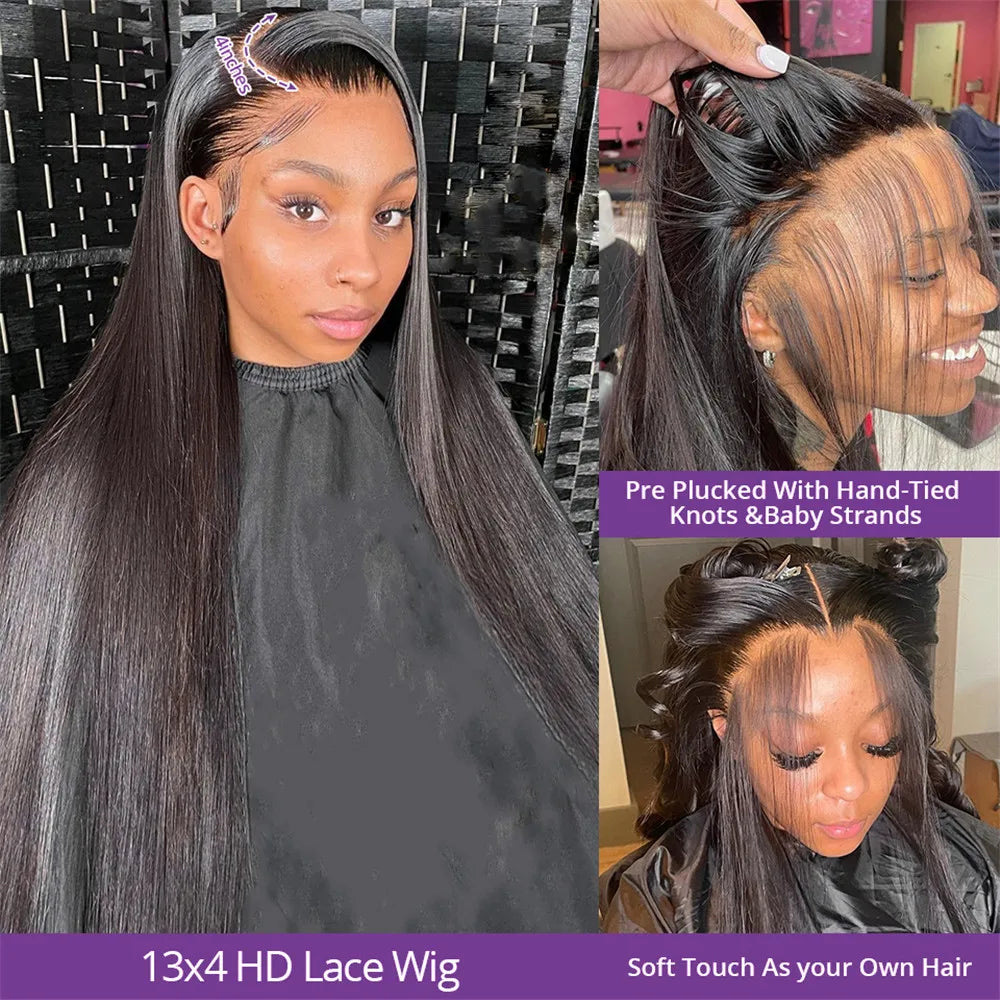 200% Real Density Bone Straight Hd Transparent 13x6 Hd Lace Frontal Wig