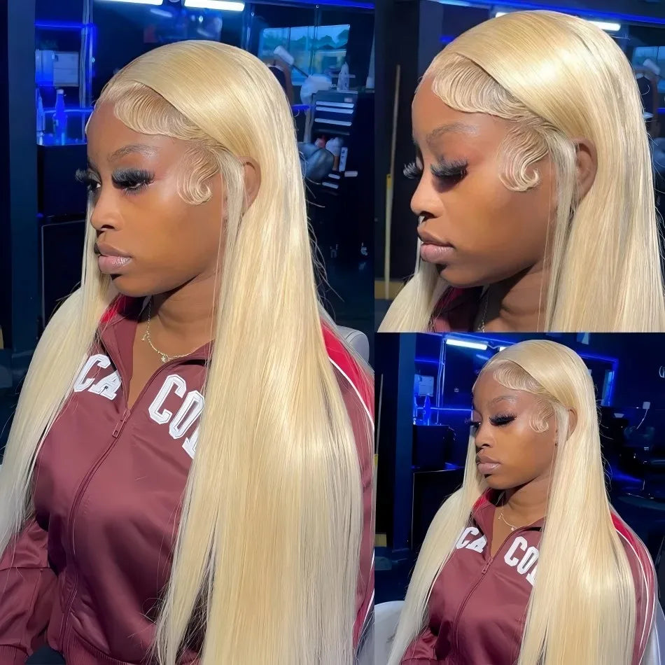 Straight Human Hair Wigs 613 Blonde 13X6 Hd Lace Frontal Wig 220 Density
