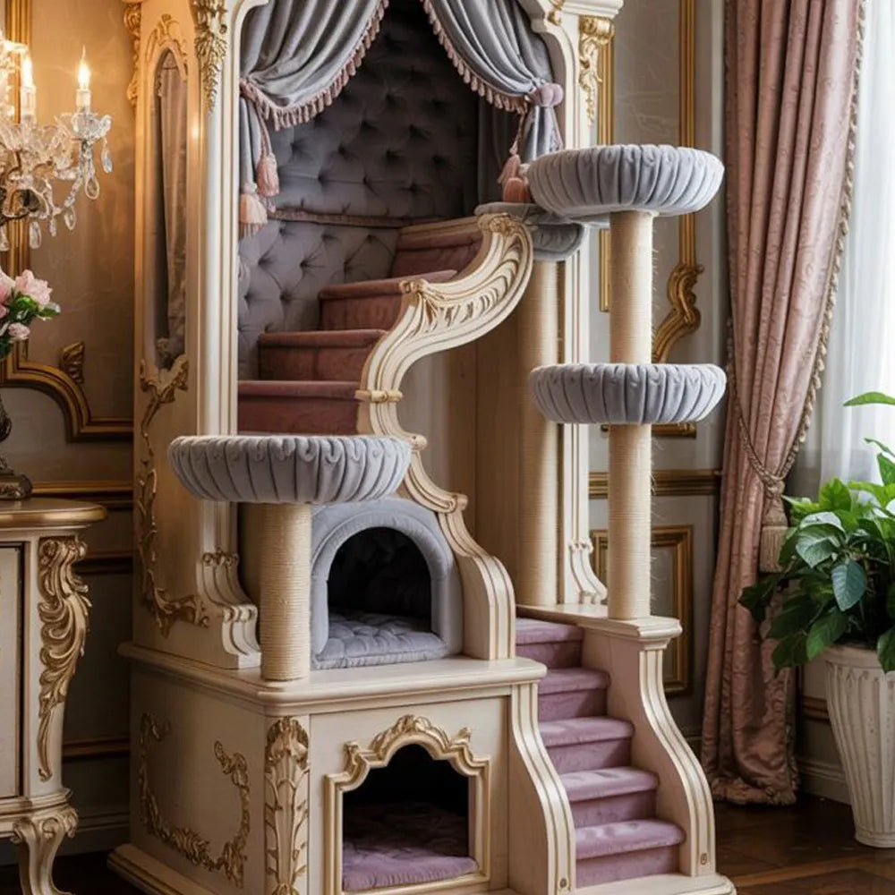 AA Solid wood indoor cat climbing frame cat nest cage kitten villa luxury high-end cat house