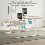 74" U Shaped Electric Height Adjustable Gaming Desk w Keyboard Tray LED Shelves Recording Live Studio Maple,Custom