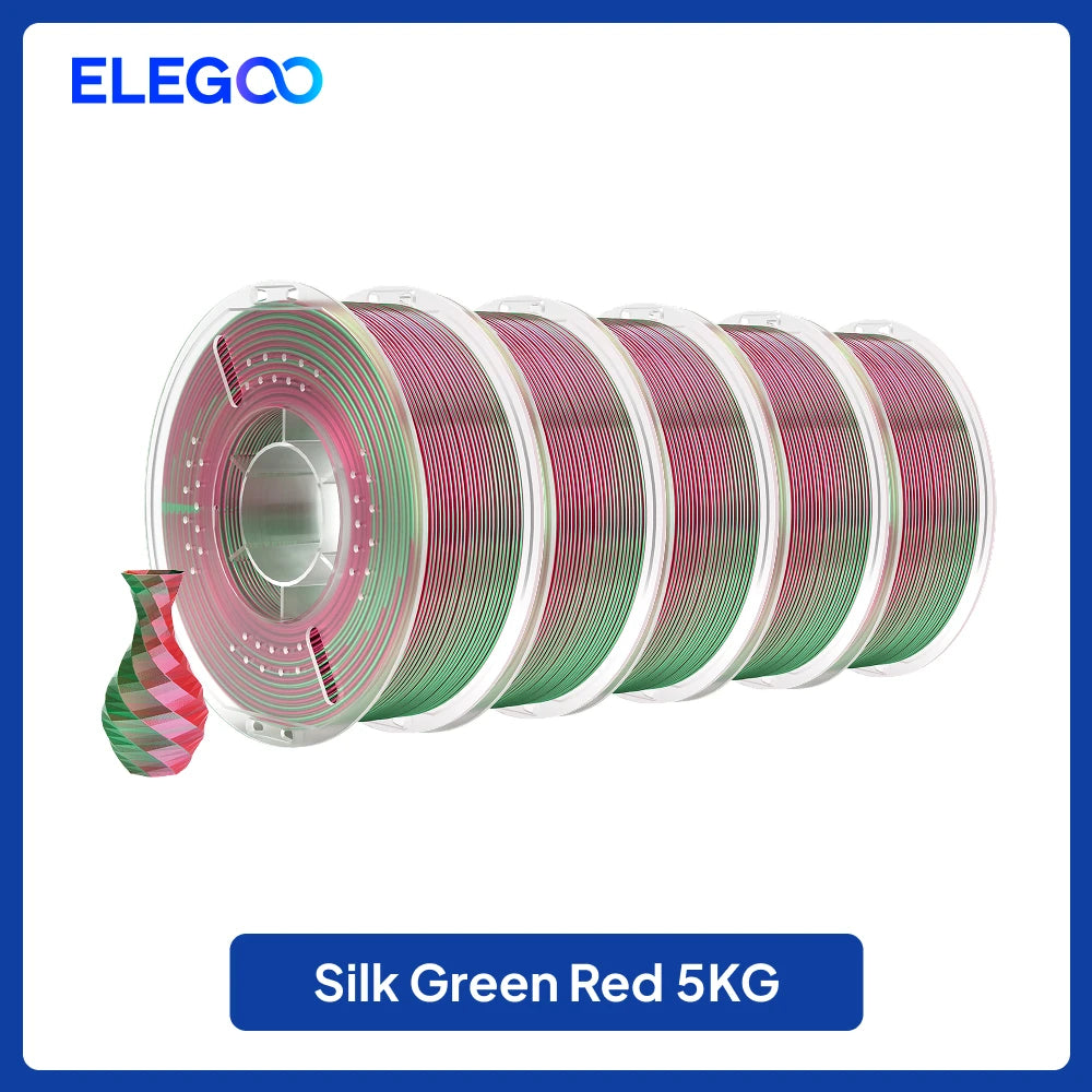 ELEGOO 5KG/10KG 1.75mm Silk PLA Filament,3D Printer Filament 1kg Gold Silver Fits for Most FDM 3D Printers