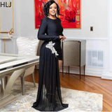 HLJ Sexy Rhinestone Patchwork Bodycon Dresses Woman Solid Color Long Sleeves Tassel Dress Female Party Clubwear Vestidos 2025