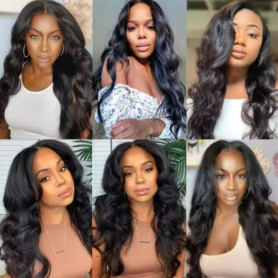 U Part V Part Body Wave Human Hair Wig 200 Density Upgrade 30 32 Inch Natural Color Brazilian Hair Wigs No Glue No Leave Out