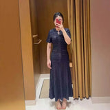 2026 Spring French Fashion Slim Office Women Knitted A-line Dress
