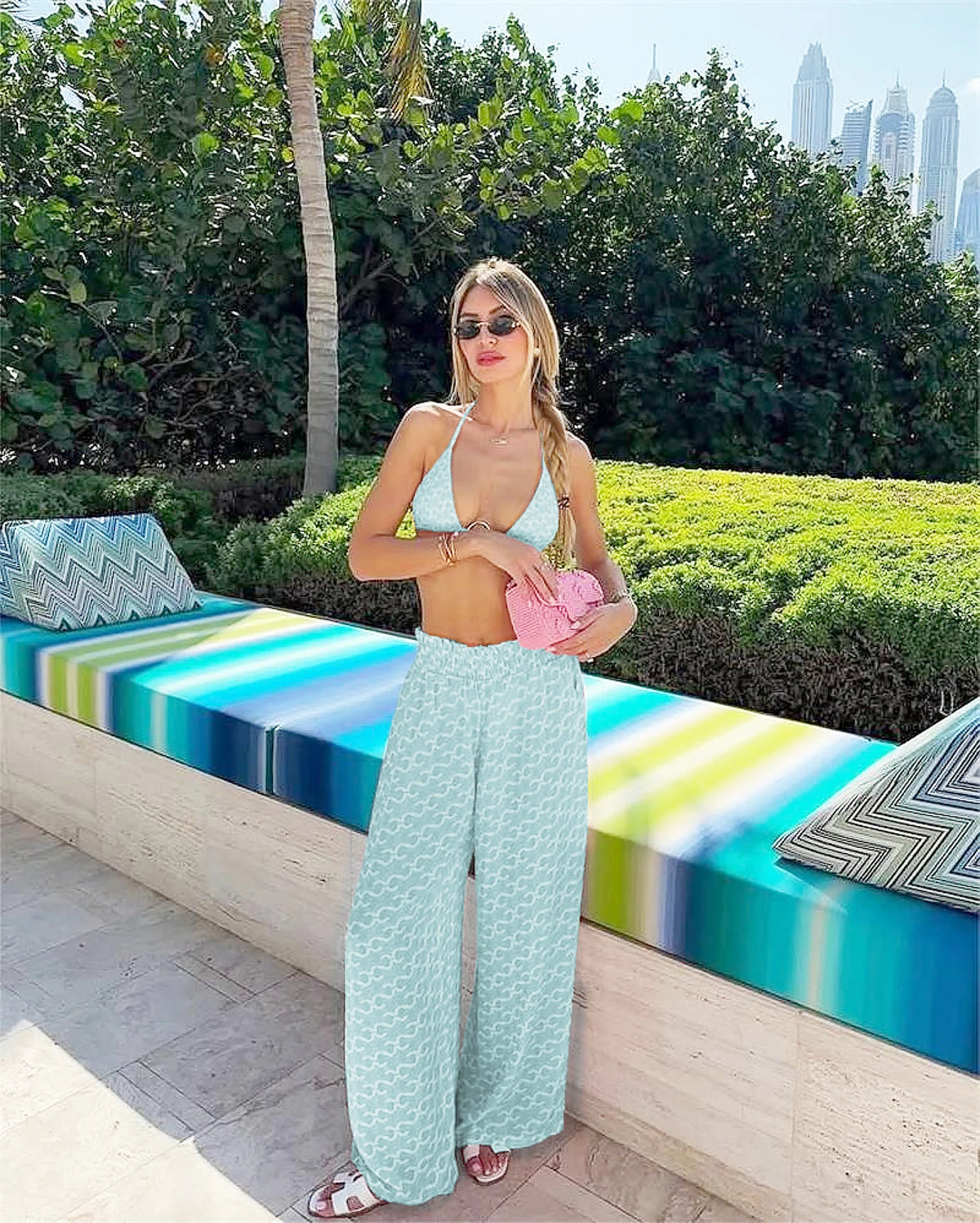 SEAURAL 2025 New Sexy Women Three Piece Bikinis Set With Pants Bra See Through Beach Pants Swimsuit Summer Vacation Beachwear