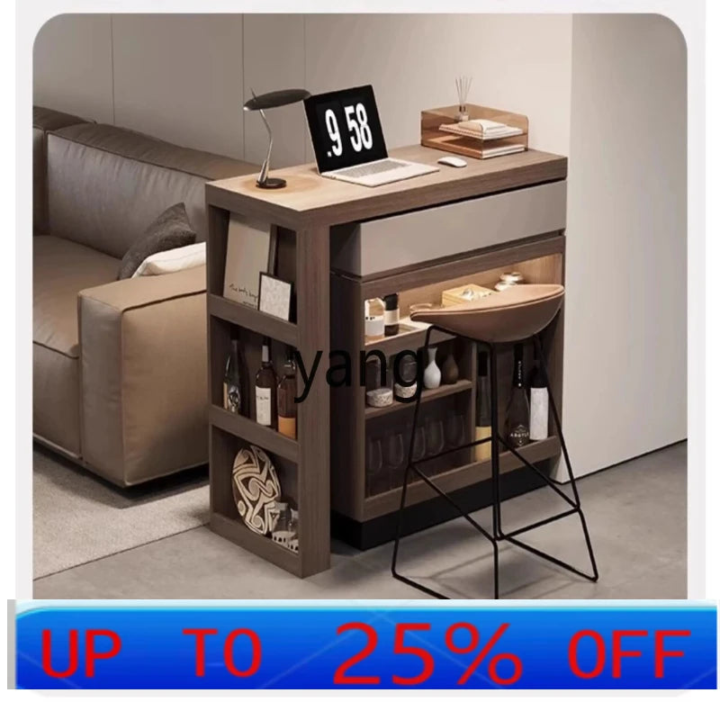 LH telescopic bar integrated cabinet Italian minimalist small apartment sofa side cabinet