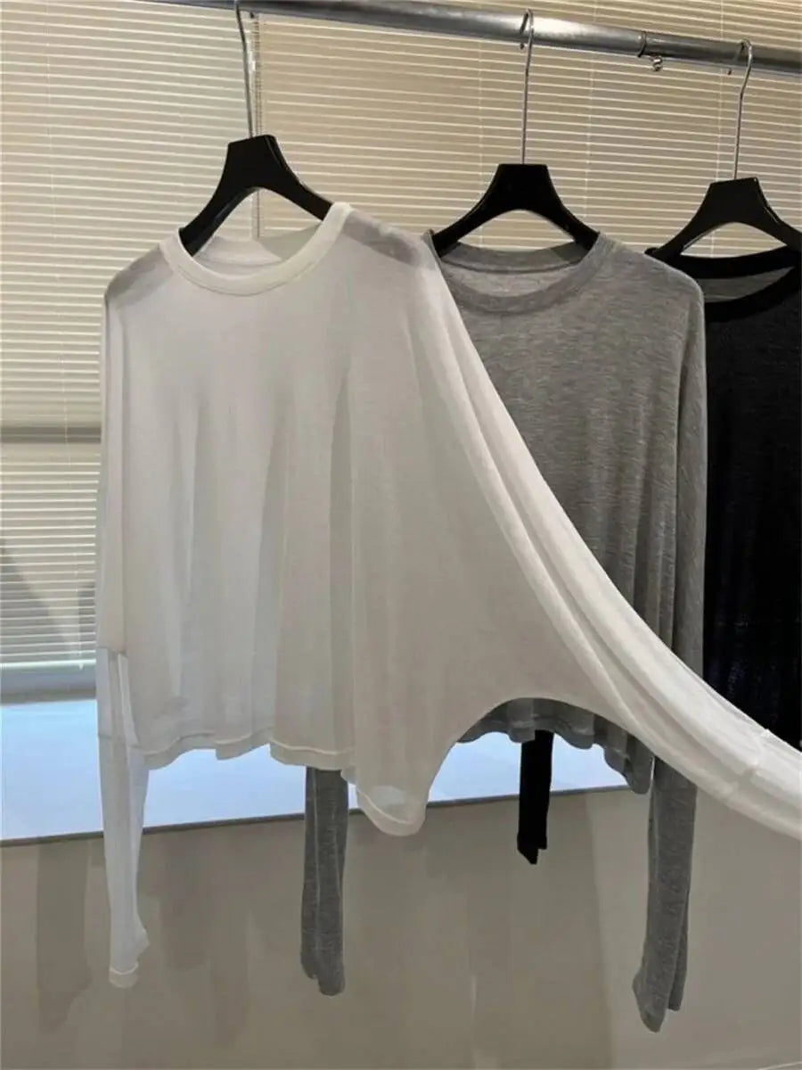 New Modal Long T-shirt Women Summer Korean Style Sun Protection Soft Skin Shirt Loose Outerwear Air Conditioner Clothing