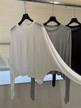New Modal Long T-shirt Women Summer Korean Style Sun Protection Soft Skin Shirt Loose Outerwear Air Conditioner Clothing