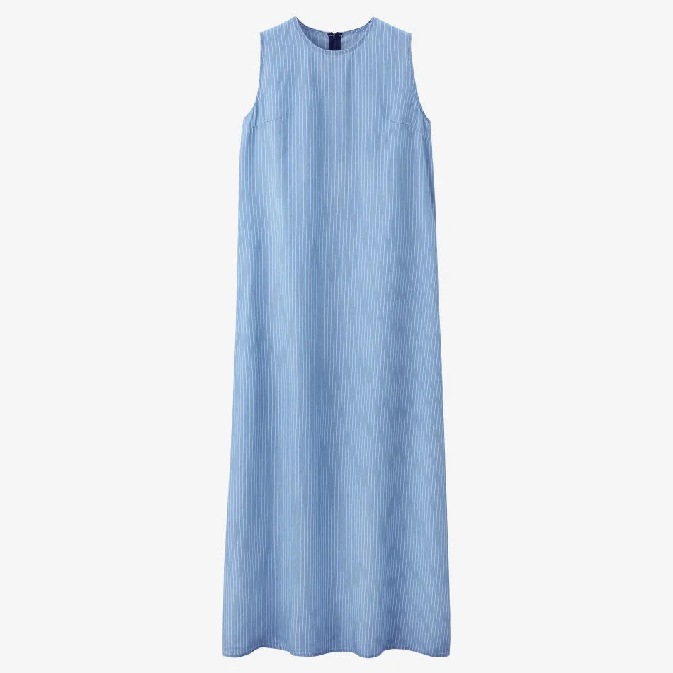 AS SS26 Lyocell light Denim pinstripe wrap shirt + dress matching set fashionable vitality women's outfit