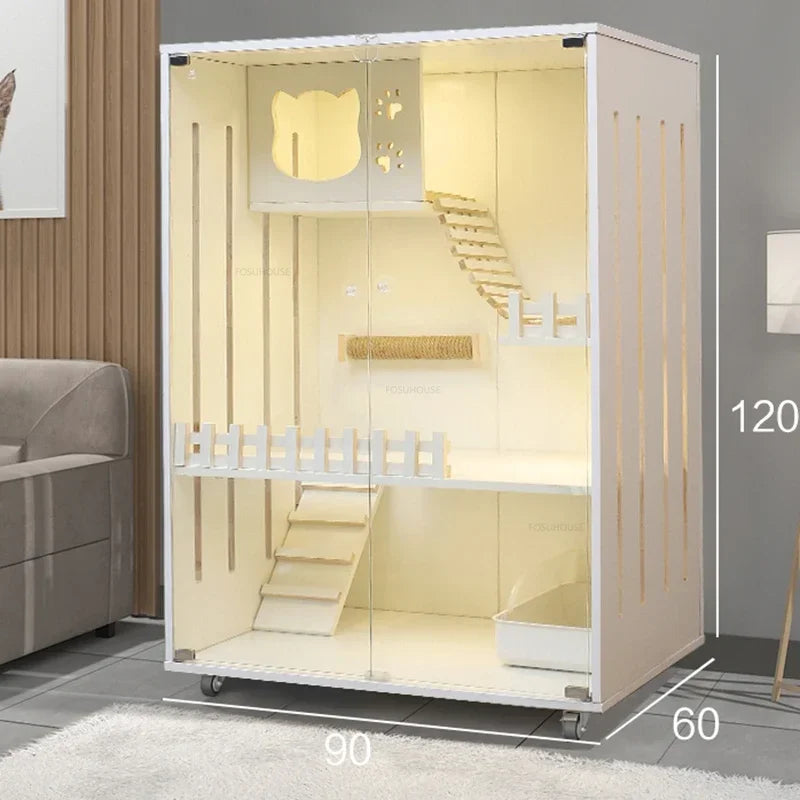 Solid Wood Cages Super Large Cat Villa Double-storey Cat Cage House Home Luxury Nest Cat Cabinet Indoor Pet  House