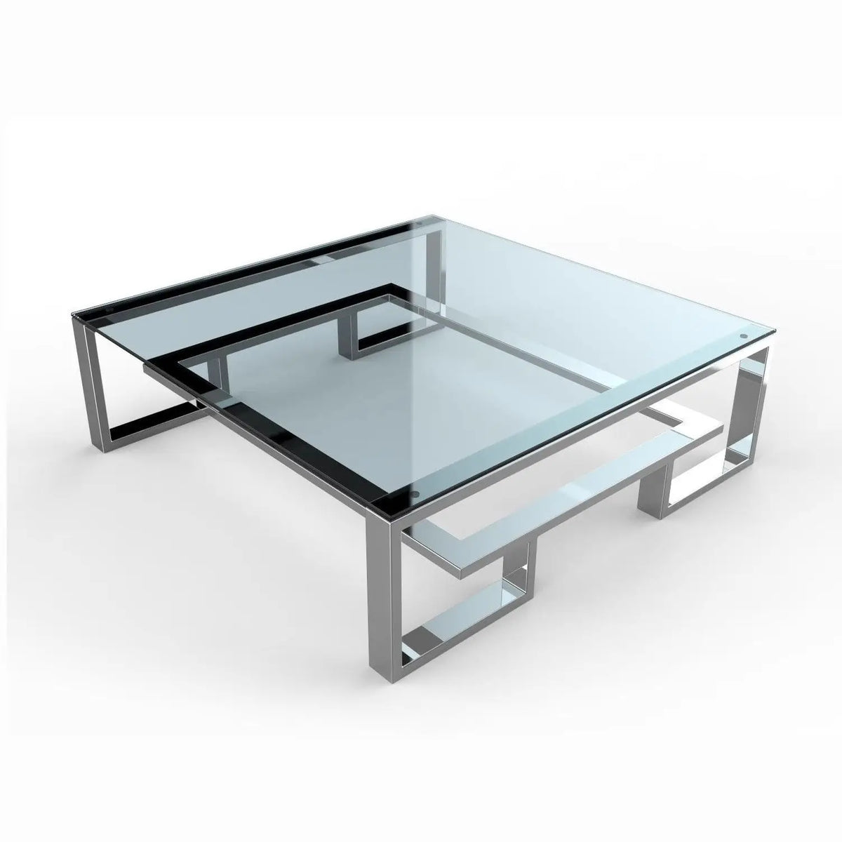 Stainless steel square glass large coffee table square table