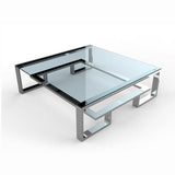 Stainless steel square glass large coffee table square table