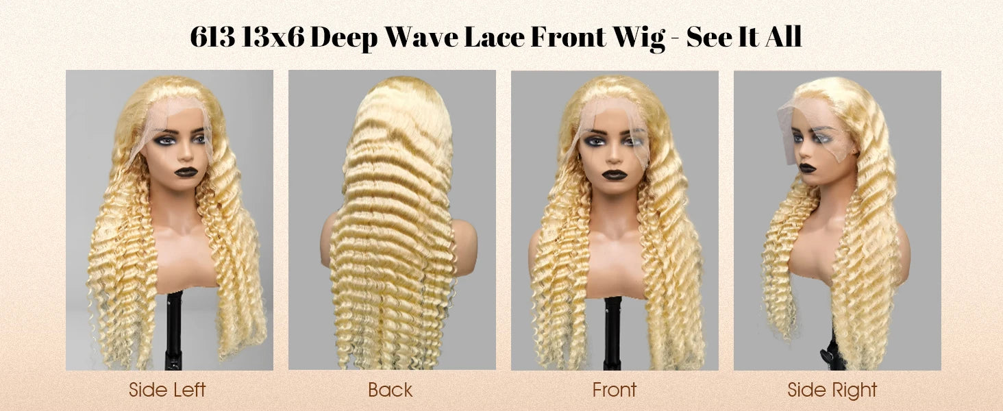 30 32 Inch 613 Loose Deep Wave 13x6 HD Lace Frontal Wigs Curly Brazilian