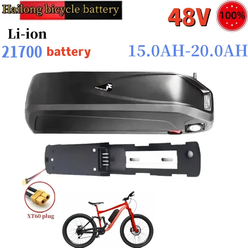 Hailong 100% 48V 15.0Ah 20.0Ah 21700 5C power battery, suitable for eight sided BBS02 BBS03 BBSHD motors, with BMS XT60 plug