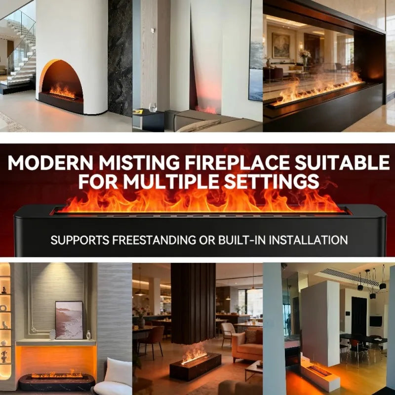 3D Realistic Water Vapor Fireplace Remote Control Electric Steam Fireplace Space-Saving Design Fits Any Corner firebox emission