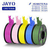 JAYO PLA Classic 3D Filament 1.75mm High Speed Matte PLA 3D Printer Filament Neatly Wound 3D Printing Materials 5Rolls/set