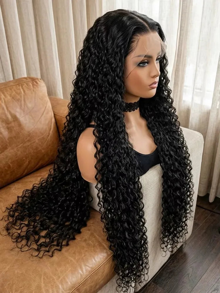 Water Wave Curly 100% Human Hair Brazilian 13x4 13x6 Lace Front Wig 250 Density Deep Wave 360 Full Lace Front Wigs Black
