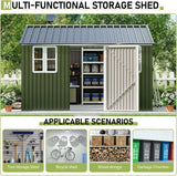 10 x 12FT Outdoor Storage Shed with a Lockable Hinged Door and 2 Windows, Patio, Dark Grey/White