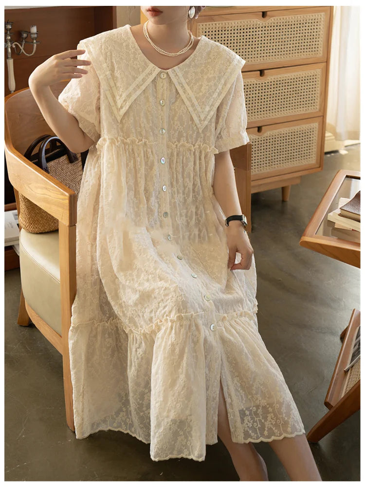 Lamtrip-Unique Full Embroidery Layers Lolita Lace Dress, Forest Mori Girl, Short Sleeve, Loose Dress, Quality, Spring, 2025