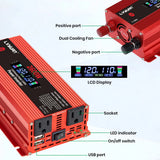 2600W 2000W 1500W Car Inverter 12V 110V Power Inversor Smart LCD Display Power Supply for Outdoor Camera/Phone/Drone Charging