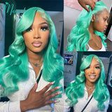 Mint Green Body Wave Human Hair Wigs Brazilian Raw Hair 613 Hd Lace Frontal Wig 13x6 Colored Lace Front Wig Human Hair 180% 200%