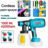 1000ML Cordless Paint Sprayer For Makita Li-ion Battery Electric Spray Paint Gun For Home Painting Furniture DIY (Not Battery）